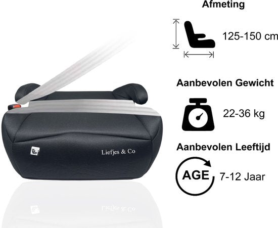Siège auto iSize Liefjes & Co - Rehausseur Isofix - Rehausseur de siège Isofix - 125 / 150 cm