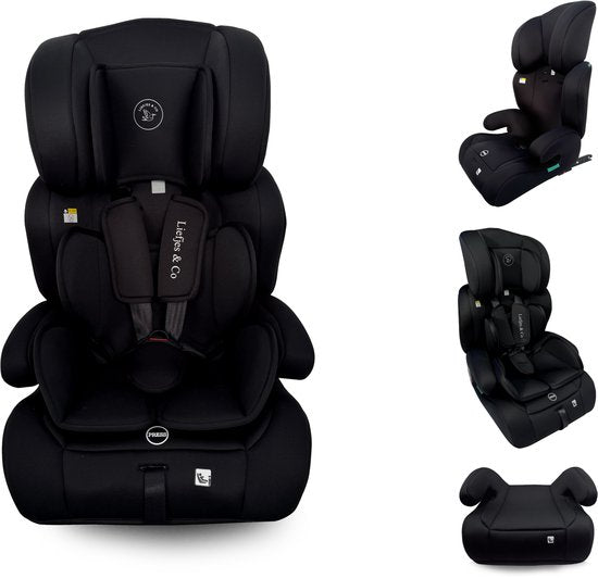 Siège auto Liefjes & Co Varioseat Isofix – i-Size – Groupe 1/2/3 (76–150 cm) Mousse à mémoire de forme – Appuie-tête réglable – Rehausseur