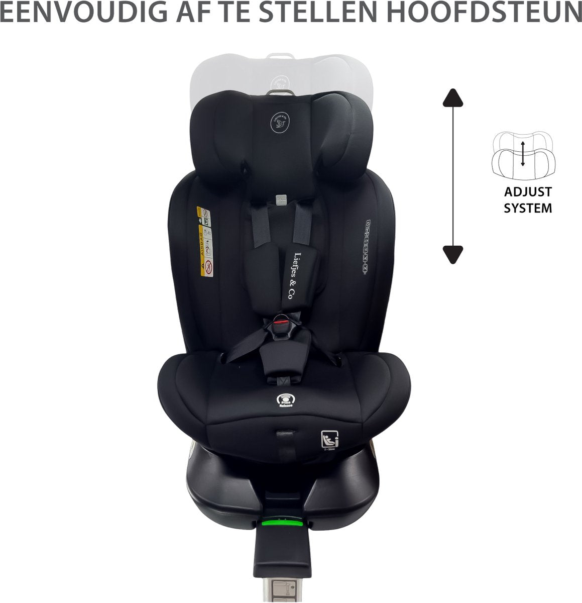 Liefjes & Co Growsafe Autostoel – i-Size 4-in-1 – 360° Draaibaar – ISOFIX & Steunpoot – Groep 0/1/2/3 (40–150 cm)