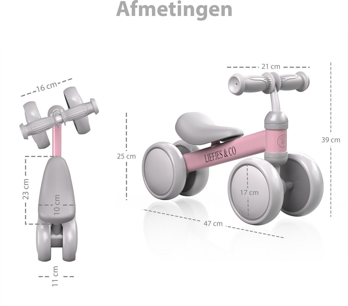 Liefjes & Co Loopfiets / Driewieler vanaf 1 Jaar Pastelroze