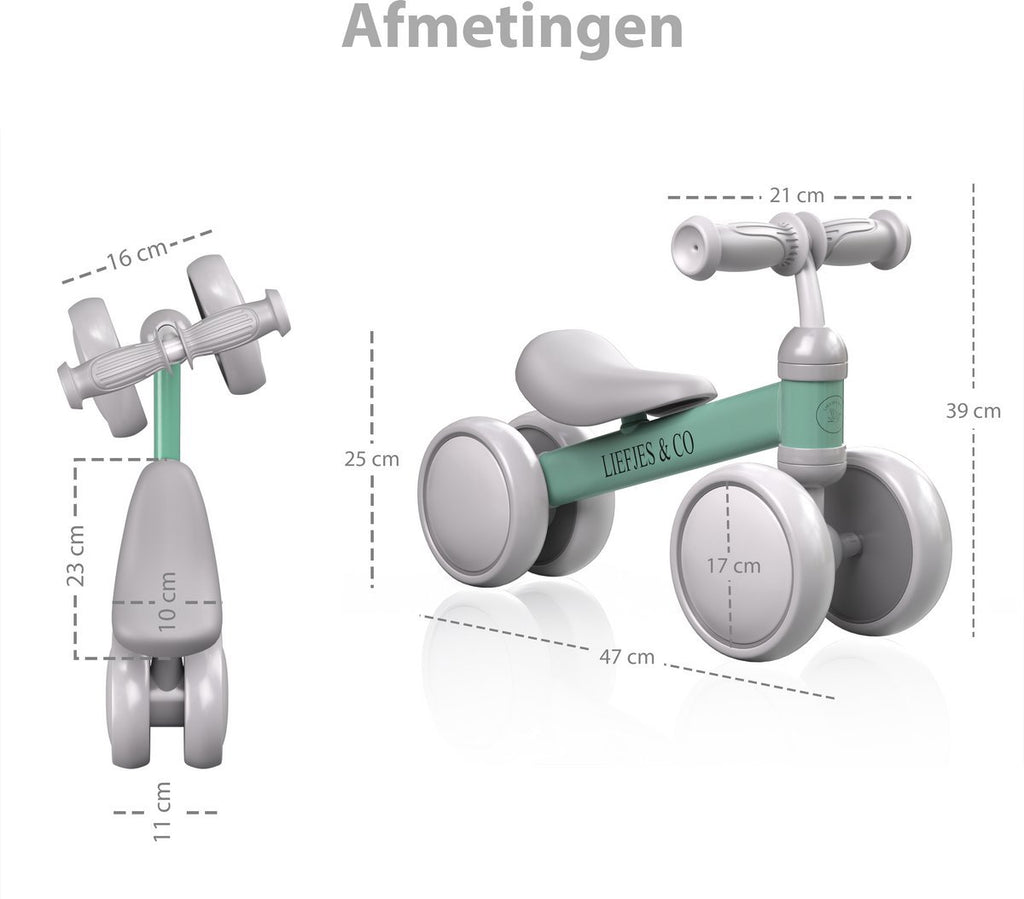 Liefjes & Co Loopfiets / Driewieler Vanaf 1 Jaar Met Helm Salliegroen