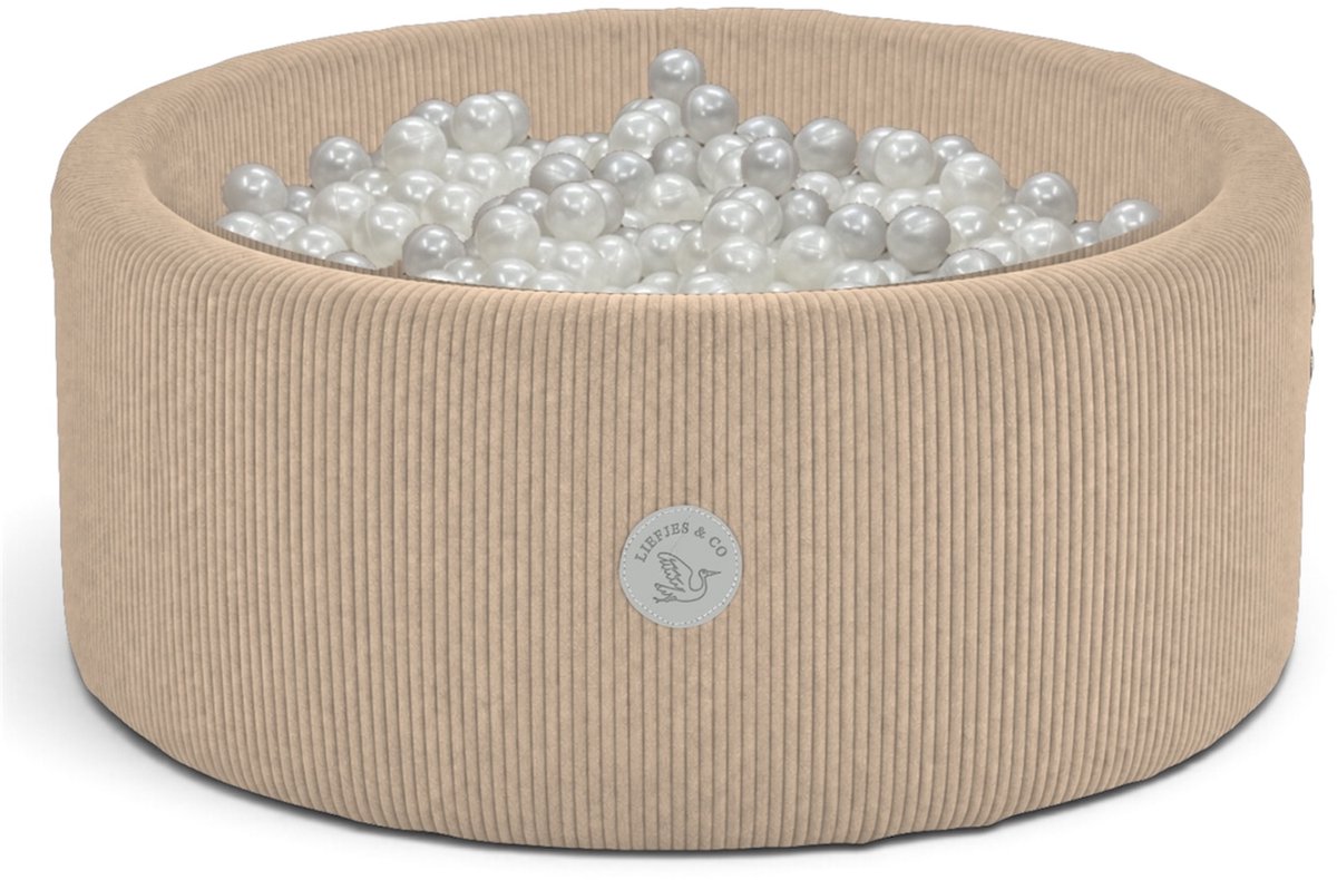Liefjes & Co Corduroy Beige Ballenbak Met 200 Ballen – Baby & Kinder Ballenbad – Zacht Foam – Speelgoed