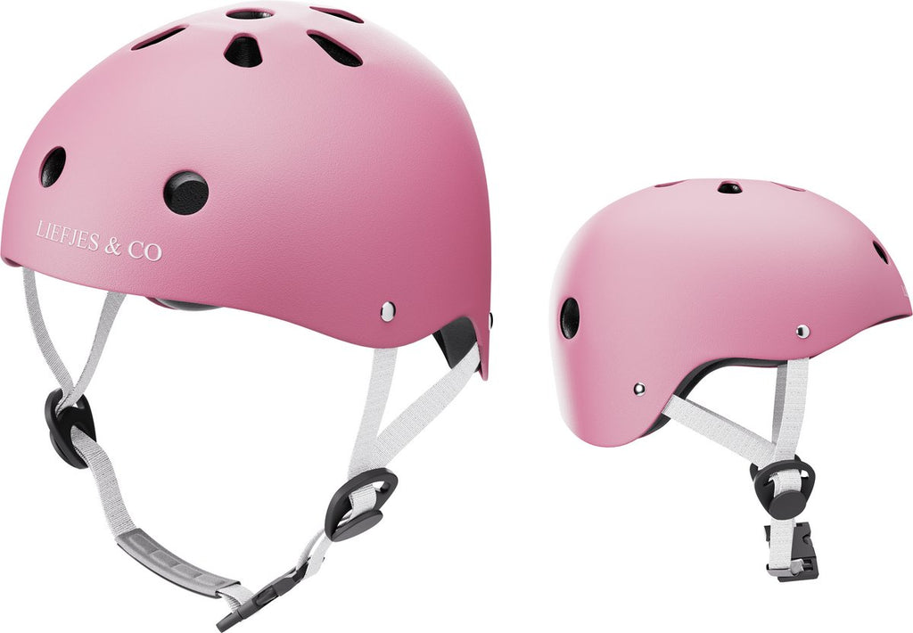 Liefjes & Co – Kids' Bike Helmet – Children's Helmet – Pastel Pink Size S (48–56 cm) – Adjustable – Ventilated – With Chin Protection