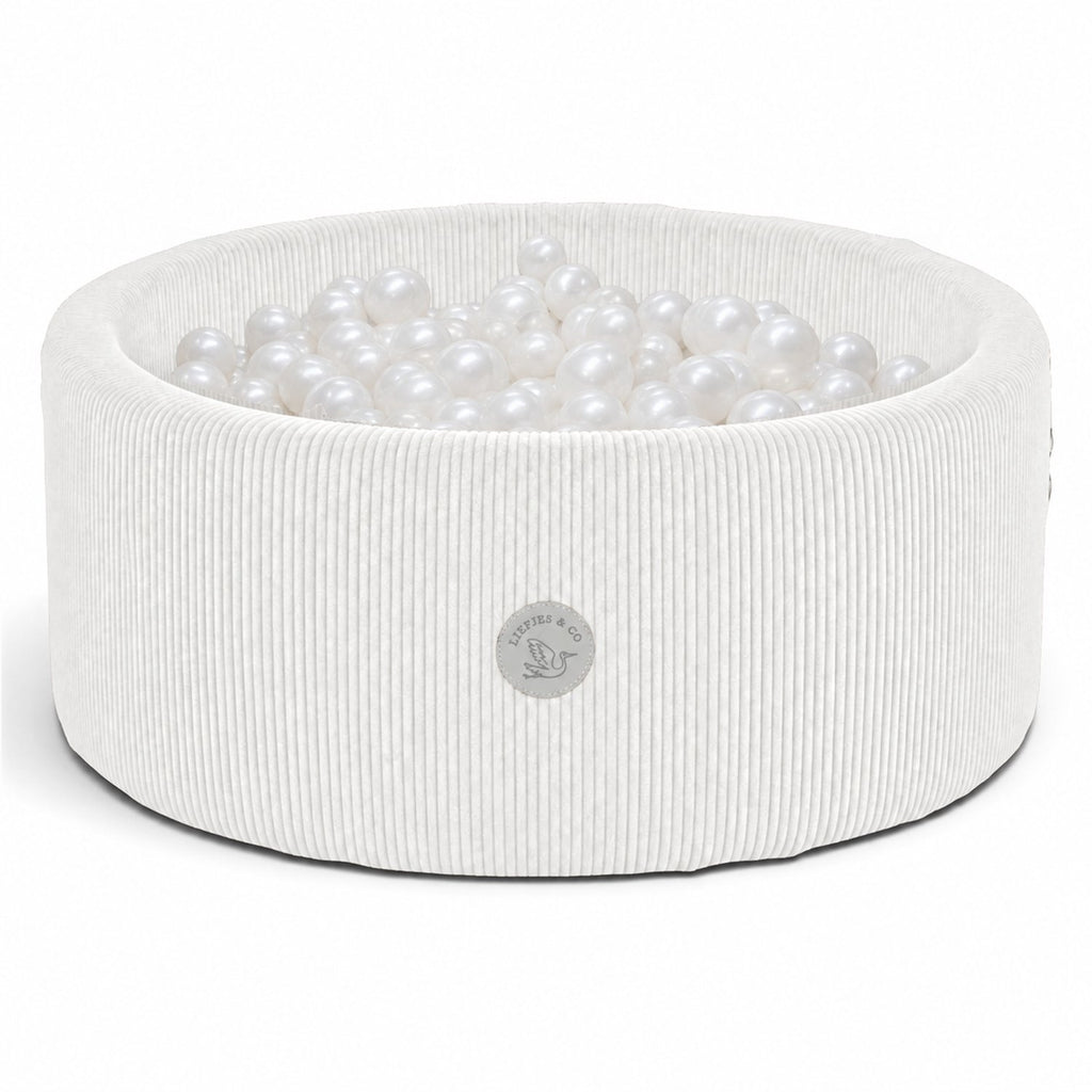 Liefjes & Co Corduroy Wit Ballenbak Met 200 Ballen – Baby & Kinder Ballenbad – Zacht Foam – Speelgoed