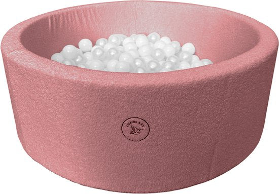 Liefjes & Co Teddy Pink Piscine à balles ronde avec 200 balles sans BPA – Piscine à balles pour bébés et enfants – Mousse souple – Jouet