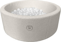 Liefjes & Co Teddy Wit Ballenbak Rond met 200 BPA-vrije Ballen – Baby & Kinder Ballenbad – Zacht Foam – Speelgoed