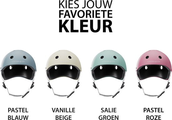 Liefjes & Co – Fietshelm Kind - Kinderhelm - Vanille Beige Maat S (48–56 cm) – Verstelbaar – Ventilerend – Met Kinbescherming