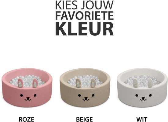 Liefjes & Co Fluffy Konijn Wit Ballenbak Met 200 Ballen – Baby & Kinder Ballenbad – Zacht Foam – Speelgoed