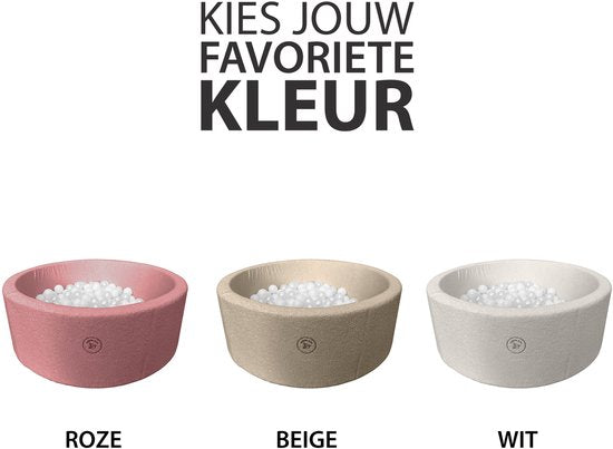Liefjes & Co Teddy Wit Ballenbak Rond met 200 BPA-vrije Ballen – Baby & Kinder Ballenbad – Zacht Foam – Speelgoed