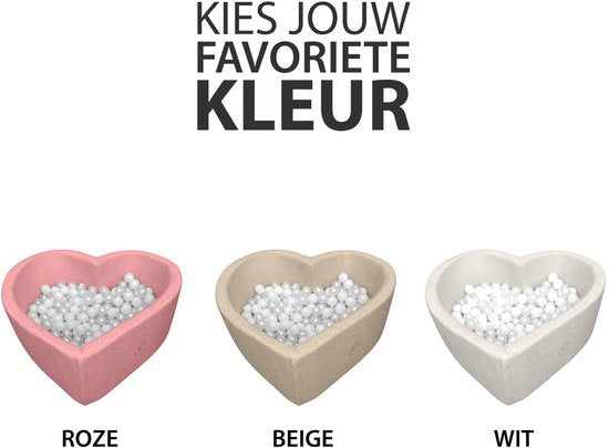 Liefjes & Co Fluffy Beige Hart Ballenbak Met 200 Ballen – Baby & Kinder Ballenbad – Zacht Foam – Speelgoed