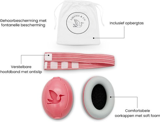 Liefjes & Co Baby - Verstelbaar Gehoorbescherming Voor Baby - Peuter - Kind - 23 dB - Roze