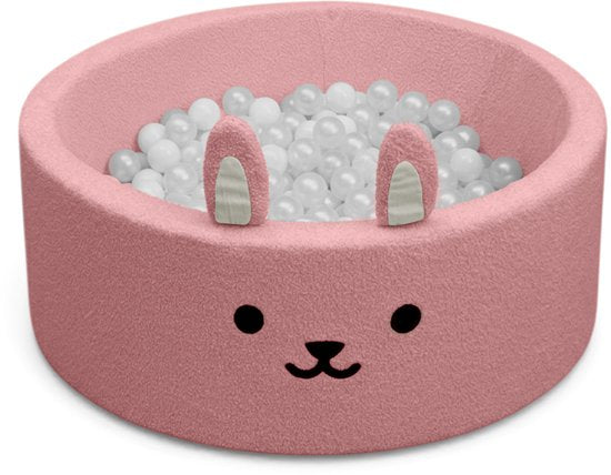 Liefjes & Co Piscine à balles lapin rose moelleux avec 200 balles – Piscine à balles pour bébé et enfant – Mousse souple – Jouet