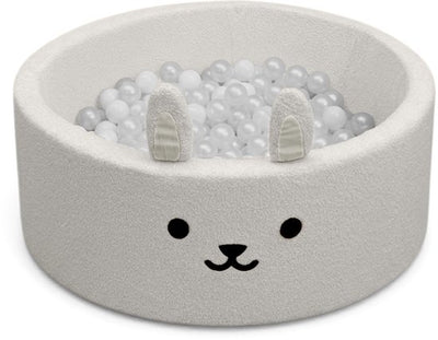 Liefjes & Co Fluffy Konijn Wit Ballenbak Met 200 Ballen – Baby & Kinder Ballenbad – Zacht Foam – Speelgoed