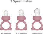 Liefjes & Co Fruitspeen & IJsblokjesvorm - Baby Speen met Bijtring - BPA-vrij Siliconen - 3 Speenmaten S/M/L - Pastelroze