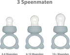 Liefjes & Co Fruitspeen & IJsblokjesvorm - Baby Speen met Bijtring - BPA-vrij Siliconen - 3 Speenmaten S/M/L - Pastelblauw