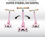 Liefjes & Co Kinderstep – 3-wielen Step - Met Lichtgevende Wielen – 2-6 jaar – Pastelroze