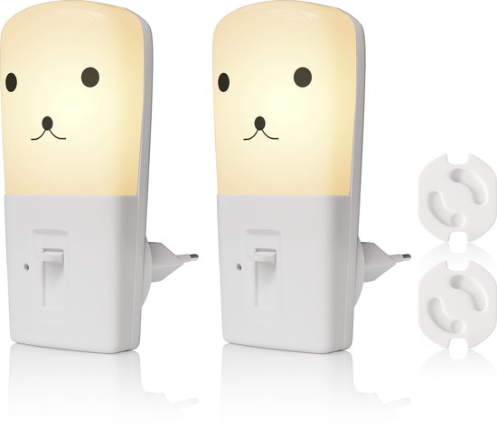Liefjes & Co Nachtlampje Kinderen Dimbaar - Baby - Automatische Lichtsensor - Met Stopcontactbeschermers - 2 Stuks
