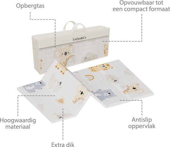 Liefjes & Co Speelmat Baby - Speelkleed Baby 180x200x1,5 cm – XPE Foam Speelkleed – Dubbelzijdige - Opvouwbaar