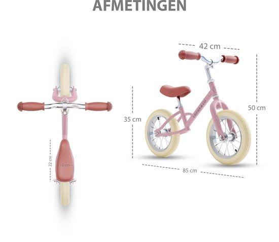 Liefjes & Co Loopfiets - 12 Inch - Pastelroze - 2-4 jaar