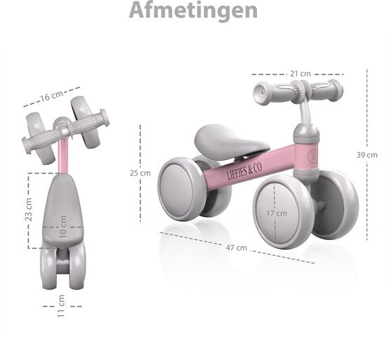 Liefjes & Co Loopfiets / Driewieler Vanaf 1 Jaar Met Helm Pastelroze