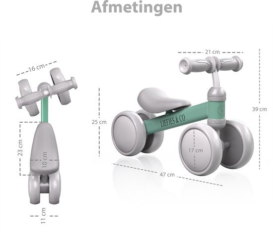 Liefjes & Co Loopfiets / Driewieler Vanaf 1 Jaar Met Helm Salliegroen