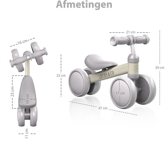 Liefjes & Co Loopfiets / Driewieler Vanaf 1 Jaar Met Helm Vanille Beige