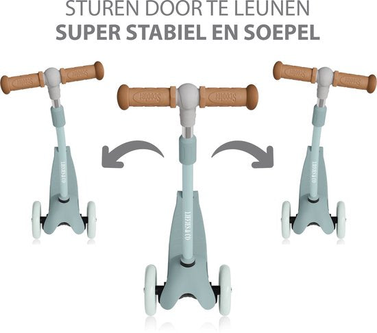 Liefjes & Co Kinderstep – Met Kinderhelm - Lichtgevende Wielen – Pastelblauw