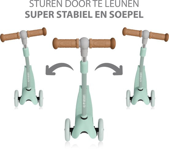 Liefjes & Co Kinderstep – 3-wielen Step - Met Lichtgevende Wielen – 2-6 jaar – Saliegroen