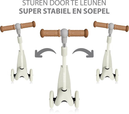 Liefjes & Co Kinderstep – Met Kinderhelm - Lichtgevende Wielen – Vanille Beige