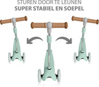 Liefjes & Co Kinderstep – Met Kinderhelm - Lichtgevende Wielen – Saliegroen