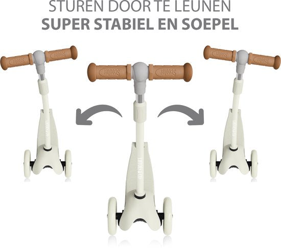 Liefjes & Co Kinderstep – 3-wielen Step - Met Lichtgevende Wielen – 2-6 jaar – Vanille Beige