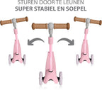Liefjes & Co Kinderstep – Met Kinderhelm - Lichtgevende Wielen – Pastelroze