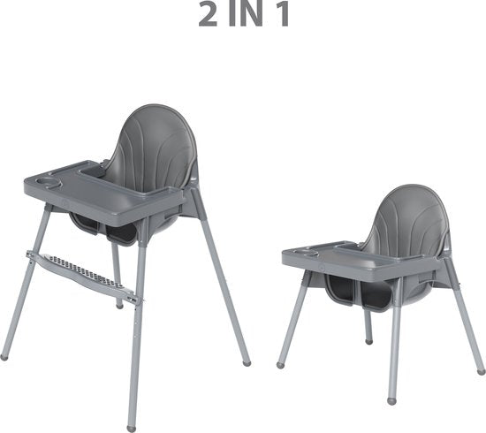 Liefjes & Co Kinderstoel - Eetstoel Baby – Inclusief Kussen – Verstelbare Baby Eetstoel – 2 in 1 & Peuterstoel – Grijs