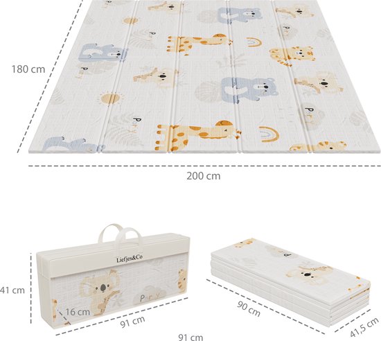 Liefjes & Co Speelmat Baby - Speelkleed Baby 180x200x1,5 cm – XPE Foam Speelkleed – Dubbelzijdige - Opvouwbaar