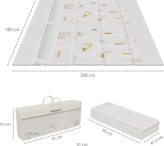Liefjes & Co Speelmat Baby - Speelkleed Baby 180x200x1,5 cm – XPE Foam Speelkleed – Dubbelzijdige Opvouwbare Kruipmat