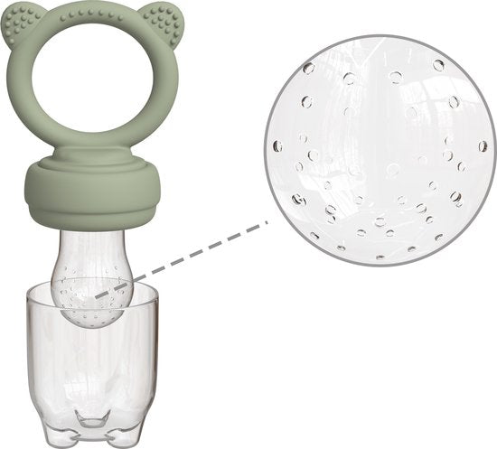 Liefjes & Co Fruitspeen & IJsblokjesvorm - Baby Speen met Bijtring - BPA-vrij Siliconen - 3 Speenmaten S/M/L - Sage Groen