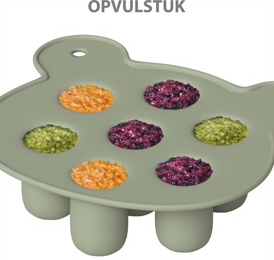 Liefjes & Co Fruitspeen & IJsblokjesvorm - Baby Speen met Bijtring - BPA-vrij Siliconen - 3 Speenmaten S/M/L - Sage Groen