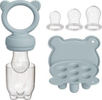 Liefjes & Co Fruitspeen & IJsblokjesvorm - Baby Speen met Bijtring - BPA-vrij Siliconen - 3 Speenmaten S/M/L - Pastelblauw
