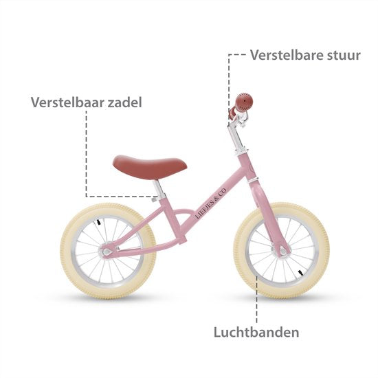 Liefjes & Co Loopfiets - 12 Inch - Pastelroze - 2-4 jaar
