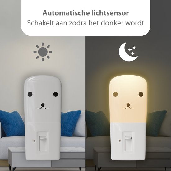 Liefjes & Co Nachtlampje Kinderen Dimbaar - Baby - Automatische Lichtsensor - Met Stopcontactbeschermers - 2 Stuks
