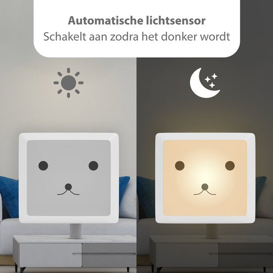 Liefjes & Co Nachtlampje Kinderen - Baby - Automatische Lichtsensor - Met Stopcontactbeschermers - 4 Stuks