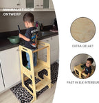 Liefjes & Co 4-in-1 Montessori Leertoren – Keukentoren, Kindertrap, Tekenbord & Speeltafel – FSC® Hout