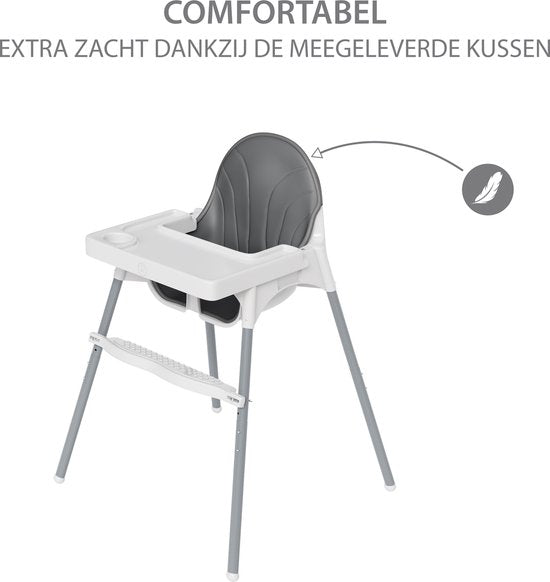 Liefjes & Co Kinderstoel - Eetstoel Baby – Inclusief Kussen – Verstelbare Baby Eetstoel – 2 in 1 & Peuterstoel – Wit