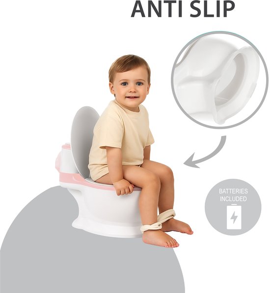 Liefjes & Co Plaspotje - Wc-trainer - Kinder toilet- Potje peuter met doorspoel geluid Pastelroze