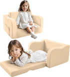 Canapé 2 en 1 Teddy Liefjes & Co - Fauteuils pour enfants - Chaise pour enfant - Canapé pour enfant - Beige