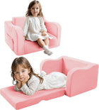 Canapé 2 en 1 Teddy Liefjes & Co - Fauteuils pour enfants - Chaise pour enfant - Canapé pour enfant - Rose
