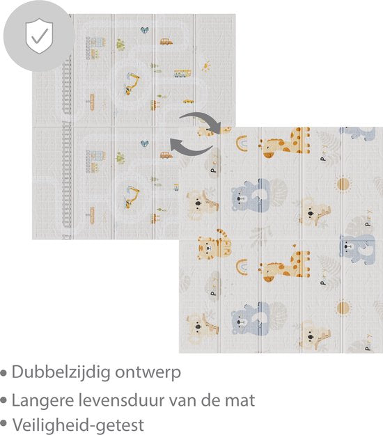 Liefjes & Co Speelmat Baby - Speelkleed Baby 180x200x1,5 cm – XPE Foam Speelkleed – Dubbelzijdige Opvouwbare Kruipmat
