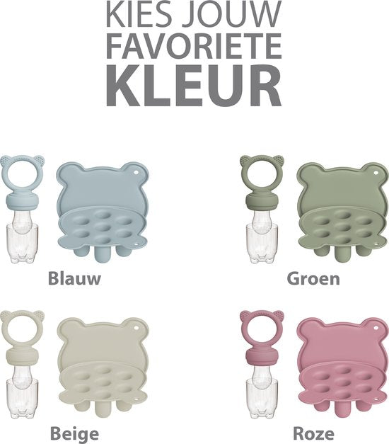Liefjes & Co Fruitspeen & IJsblokjesvorm - Baby Speen met Bijtring - BPA-vrij Siliconen - 3 Speenmaten S/M/L - Pastelblauw