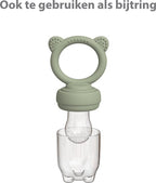 Liefjes & Co Fruitspeen & IJsblokjesvorm - Baby Speen met Bijtring - BPA-vrij Siliconen - 3 Speenmaten S/M/L - Sage Groen