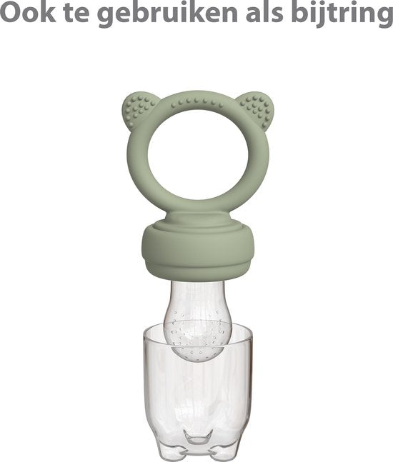 Liefjes & Co Fruitspeen & IJsblokjesvorm - Baby Speen met Bijtring - BPA-vrij Siliconen - 3 Speenmaten S/M/L - Sage Groen